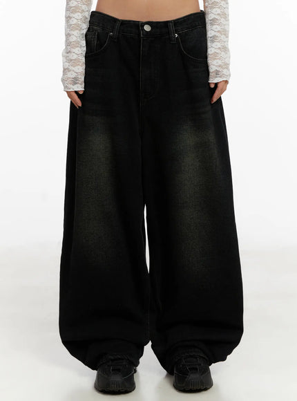 myla-dark-wash-wide-leg-jeans-cd512 / Black