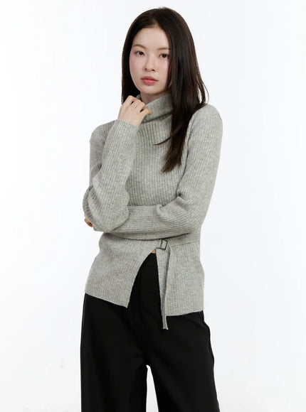 buckle-ribbed-half-turtleneck-sweater