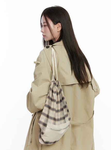 Checkered Cotton Drawstring Backpack CO521
