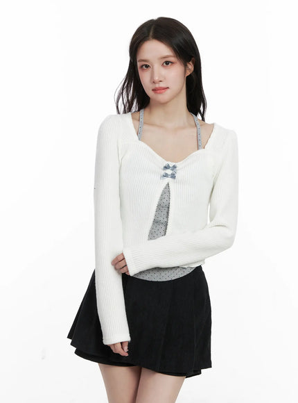 polka-dot-cami-and-ribbon-cardigan-set-cn527