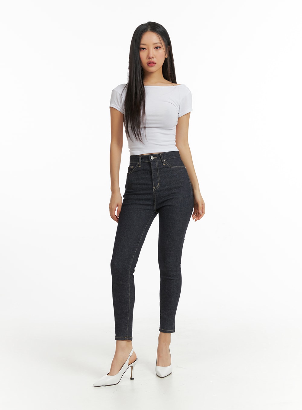 high-waist-solid-skinny-jeans-cj425