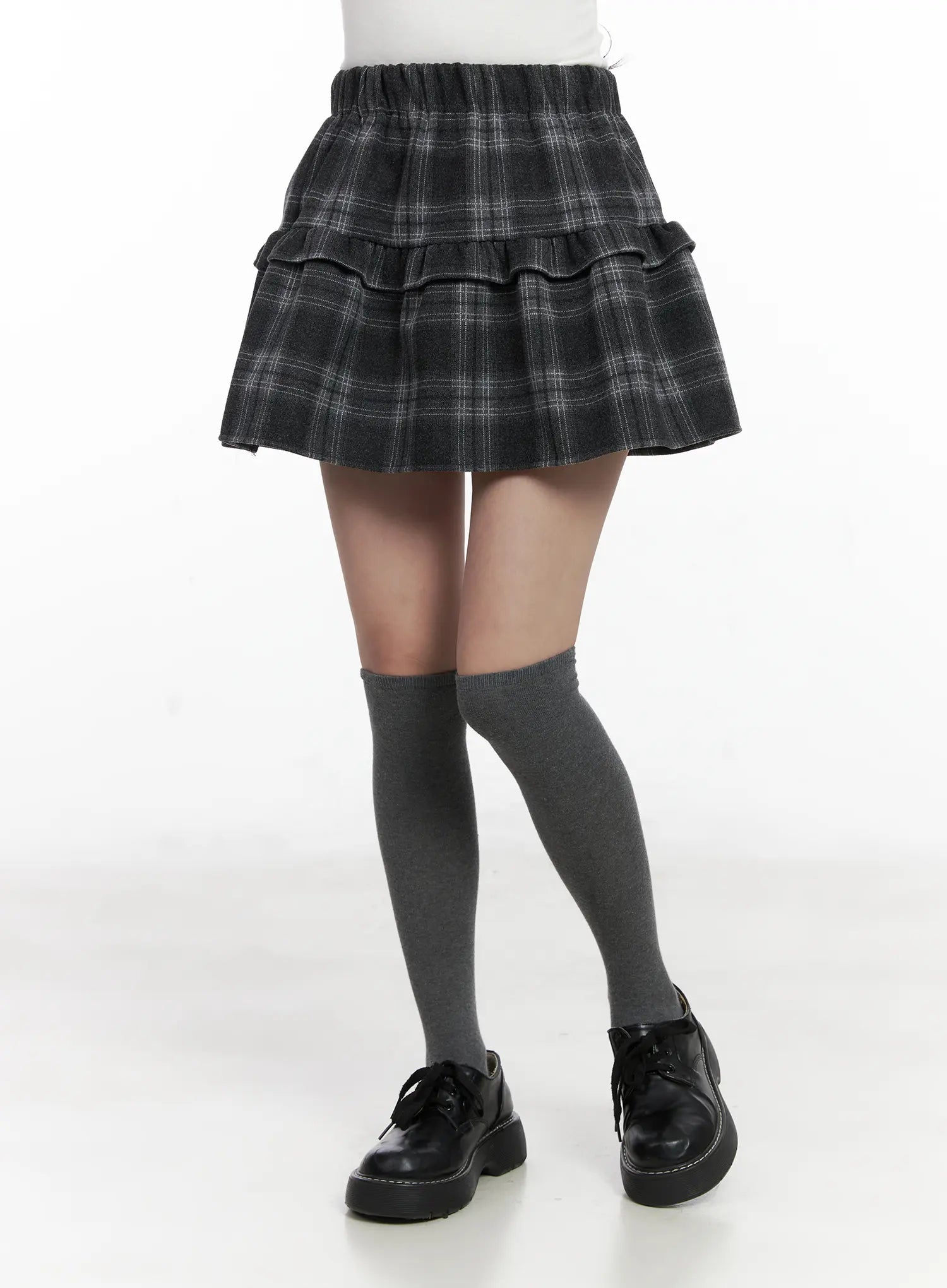 plaid-tiered-mini-skirt-cn527