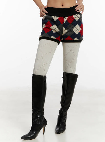 argyle-knit-shorts-cd512 / Dark blue