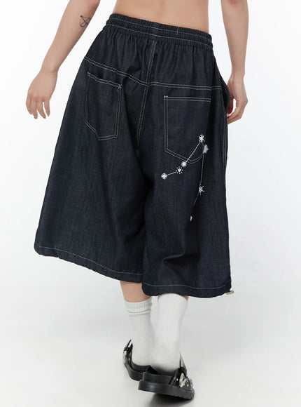 embroidered-jorts-cy515 / Dark blue