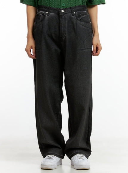 mens-denim-washed-loose-fit-jeans-cl429 / Dark gray