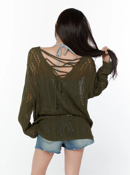 loose-fit-two-way-knit-top-cy514 / Dark green