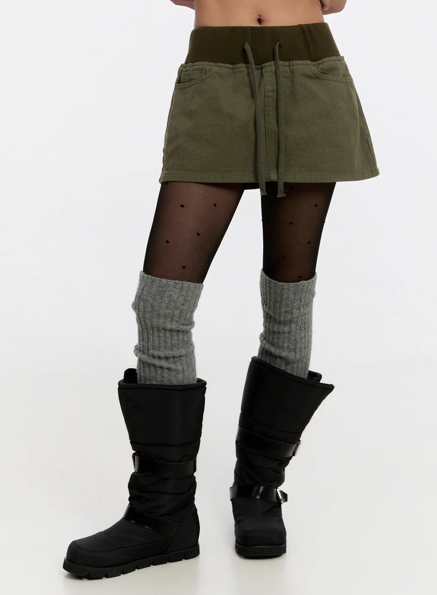 vintage-cotton-mini-skirt-cn527 / Dark green