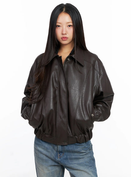 Faux Leather Bomber Jacket CD321