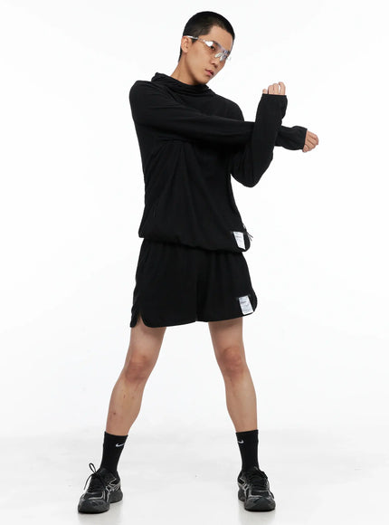 Men's Logo Detail Long Sleeve Hoodie IS502