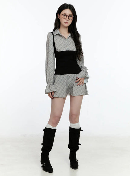 plaid-long-sleeve-mini-dress-cn517
