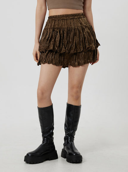 Layered Ruched Mini Skirt CF301