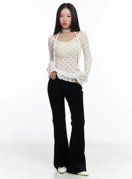 ruffle-lace-long-sleeve-top-scarf-set-cd529