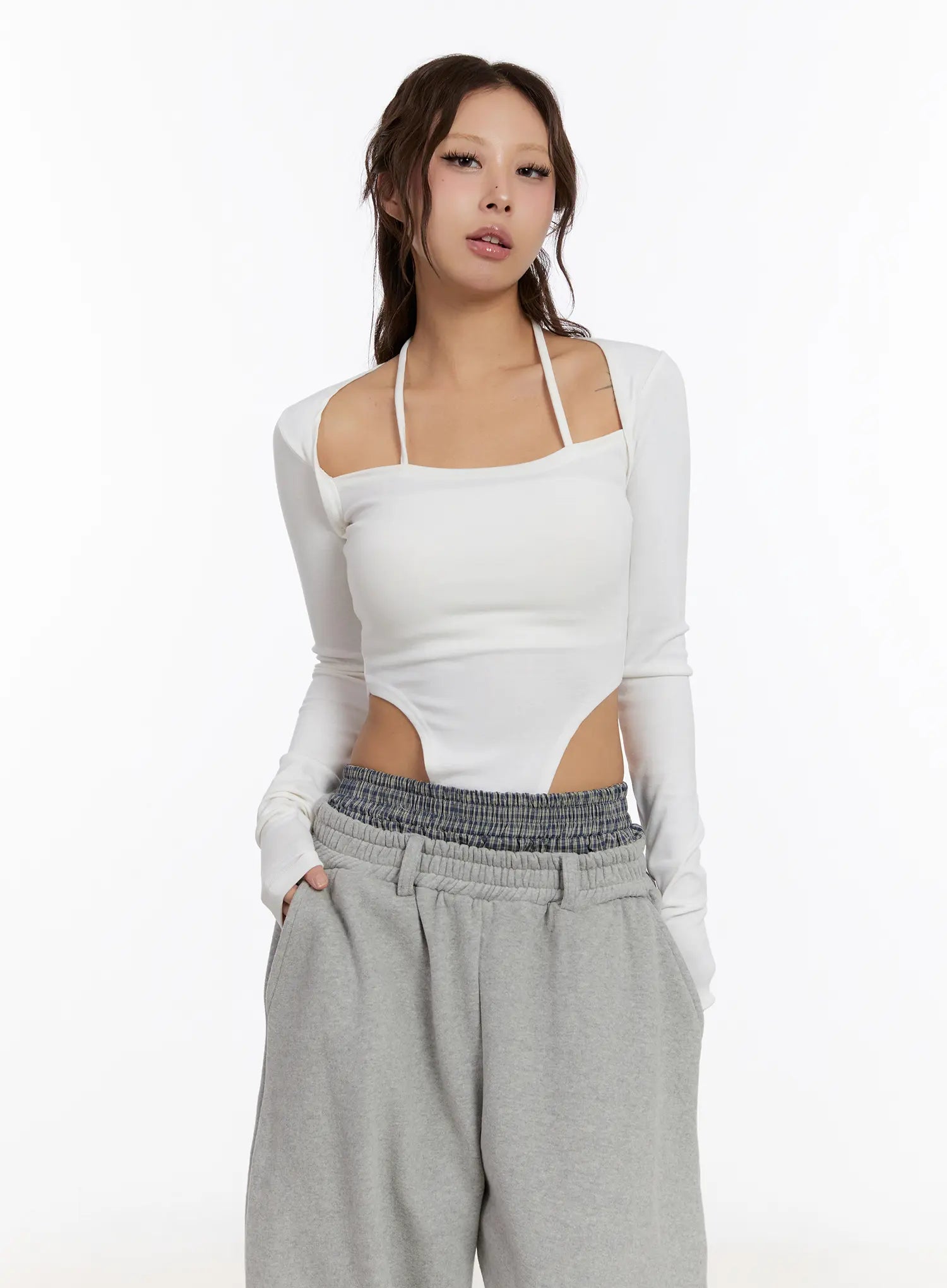 halter-neck-long-sleeve-bodysuit-cn527