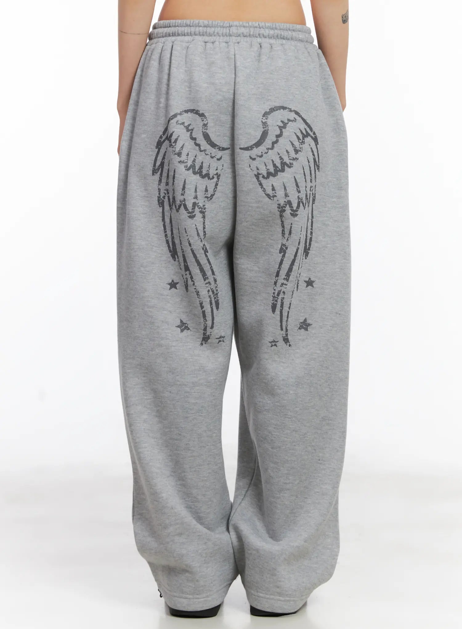 graphic-print-fleece-sweatpants-cd505 / Gray