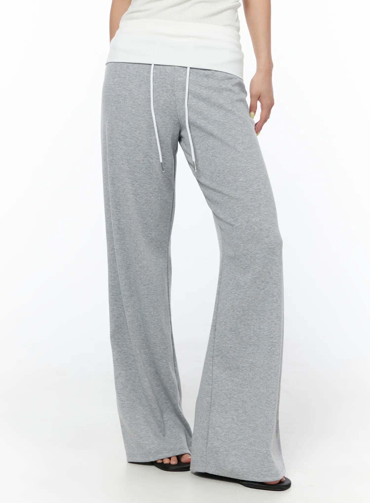 two-tone-foldover-sweatpants-cu502 / Gray
