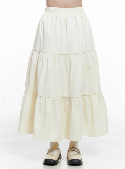 flowy-tiered-maxi-skirt-cs523 / Light beige