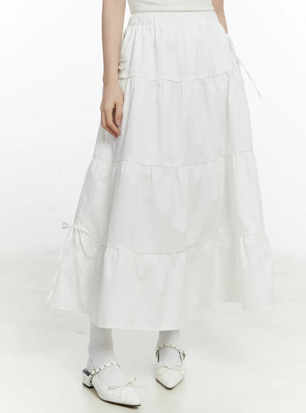 elegant-ribbon-maxi-skirt-f502 / White
