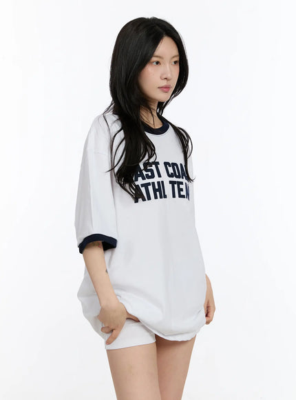oversized-graphic-ringer-tee-ca507 / White