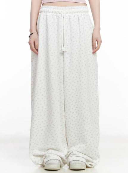 oversized-floral-sweatpants-cm526 / White