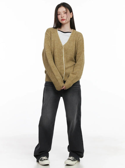 Two-Tone Wool Knit Cardigan CJ506