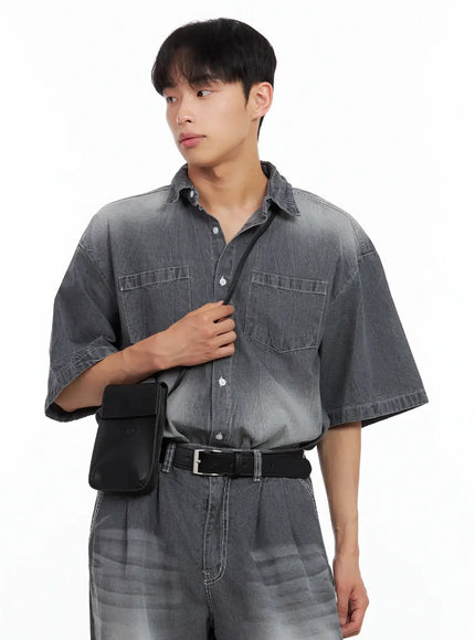 Men's Everyday Black Crossbody Bag IL516