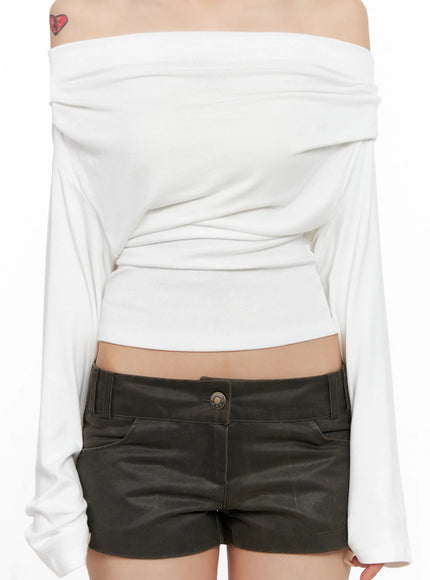 Draped Off Shoulder Top IS508