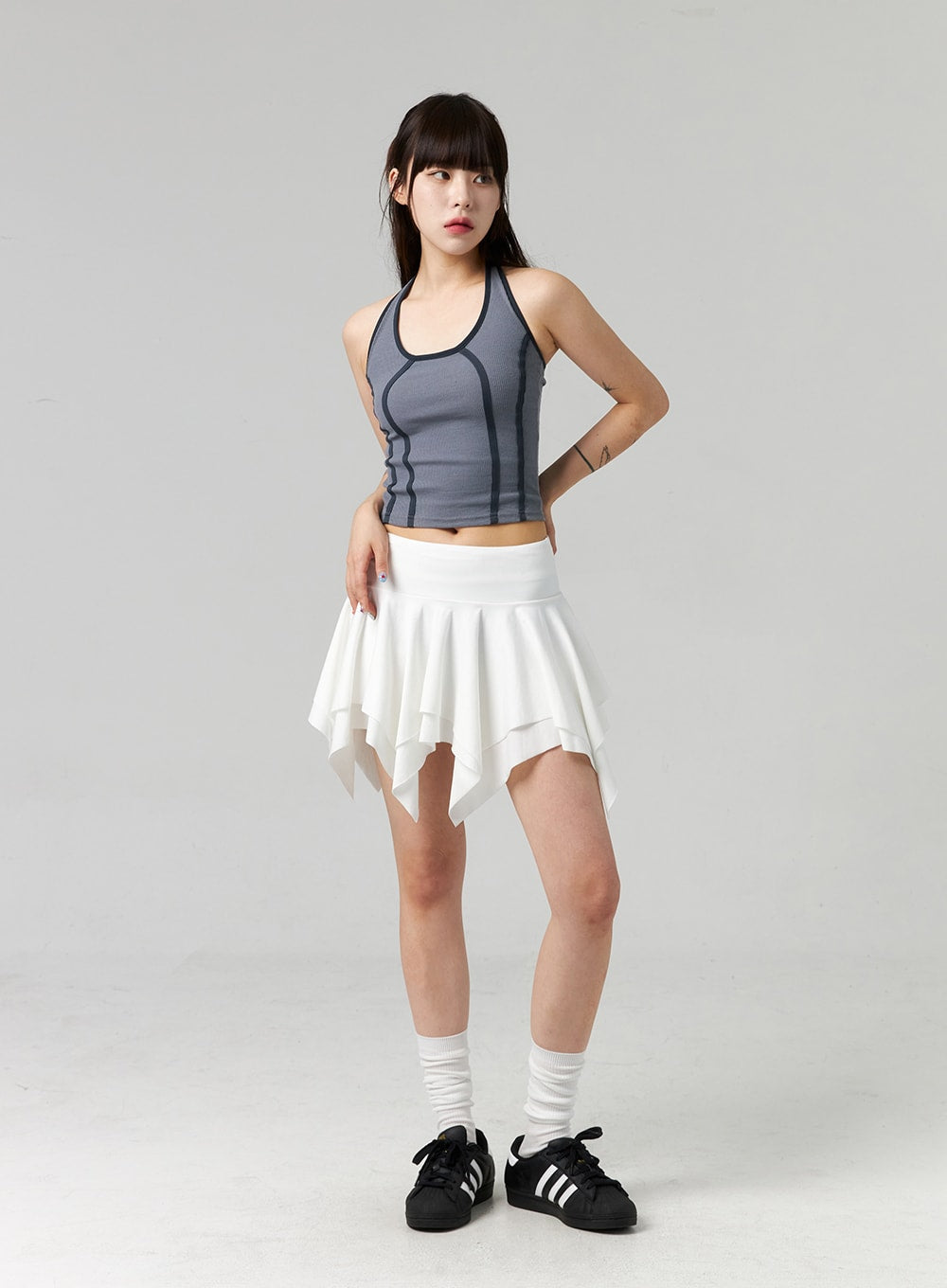 layered-ruffle-mini-skirt-cl324