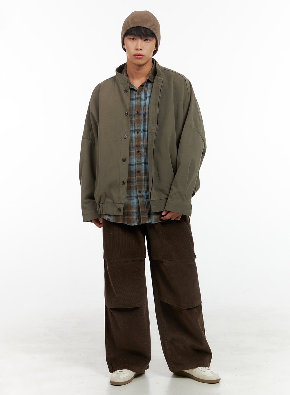 mens-corduroy-pintuck-parachute-pants-brown-is419