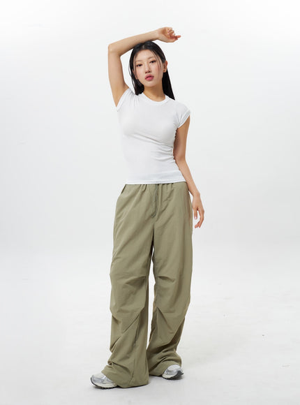 Nylon Wide Track Pants IY311