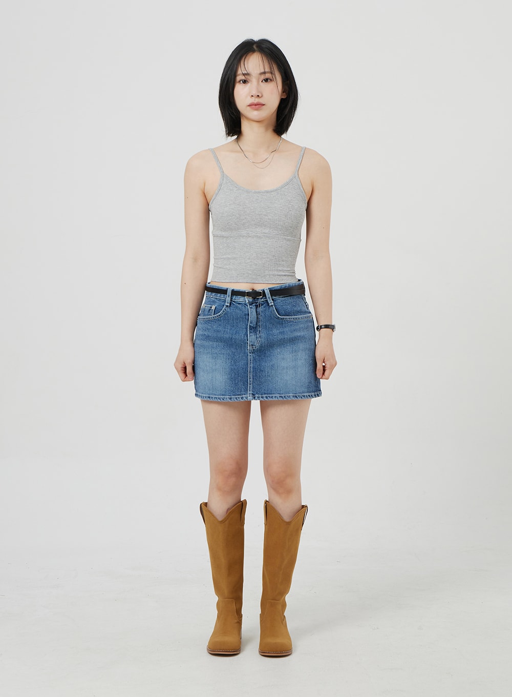 Mid-Rise Denim Mini Skirt OM303
