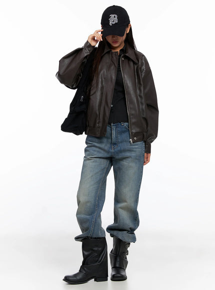 Faux Leather Bomber Jacket CD321