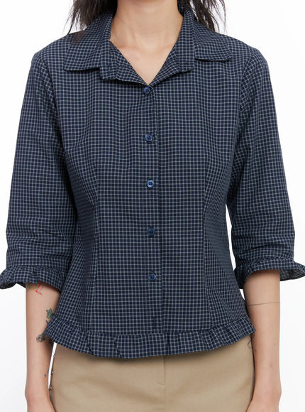ruffled-gingham-3-4-shirt-co507