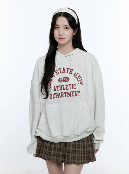University Print Oversized Hoodie CG514