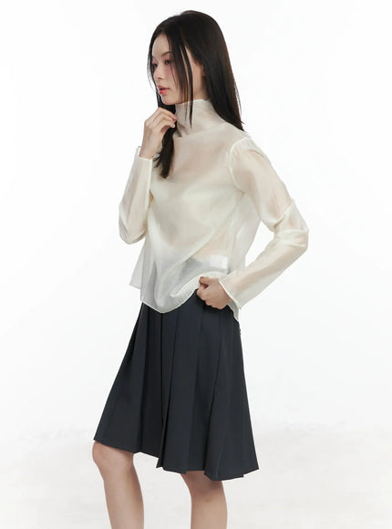 Sheer High Neck Blouse IF524