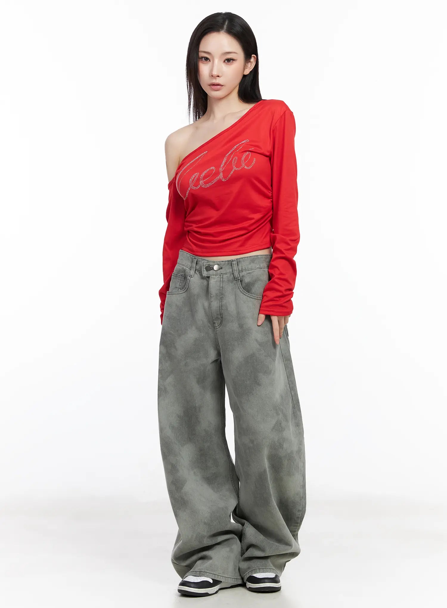 rhinestone-asymmetric-off-shoulder-long-sleeve-top-cm519