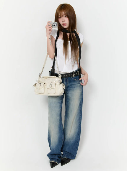 Two-Way Ruffle Square Neck Blouse CA520