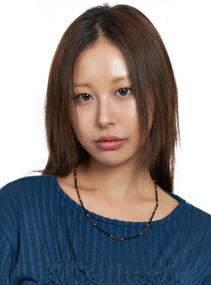 brown-beaded-choker-necklace-co513