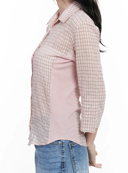 slim-fit-checkered-3-4-sleeve-shirt-ca510