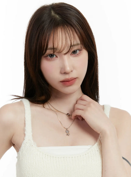 Layered Flower Charm Necklace ID529