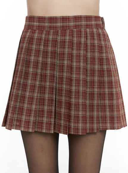Plaid Pleated Mini Skirt CG519