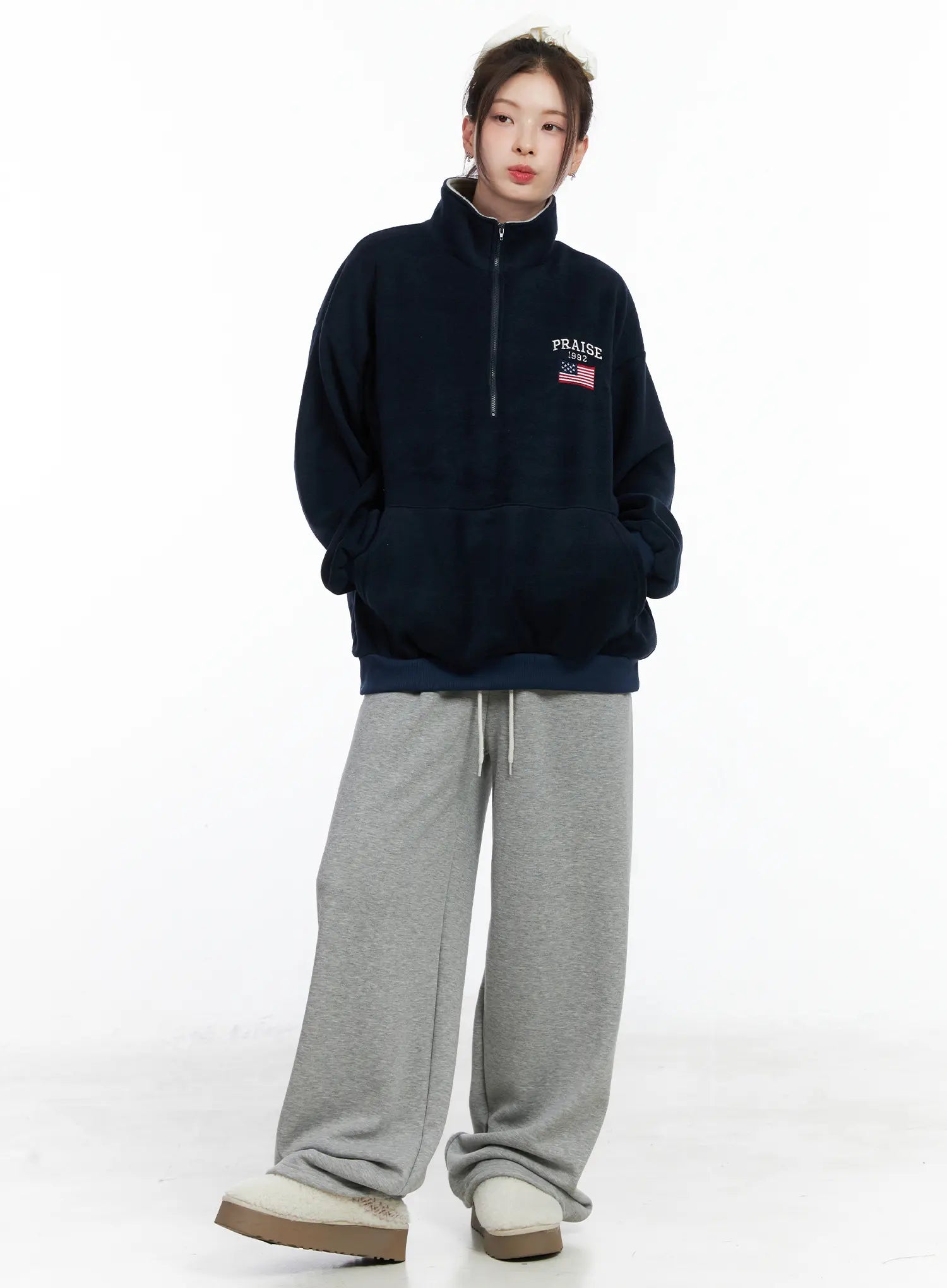 Warm Fleece Wide Sweatpants CN518