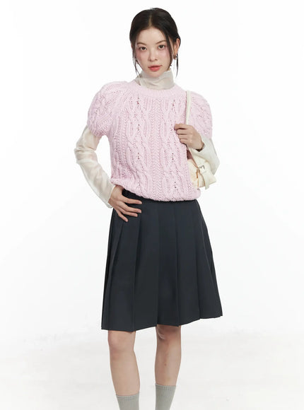 Cable Knit Short Sleeve Top IF524