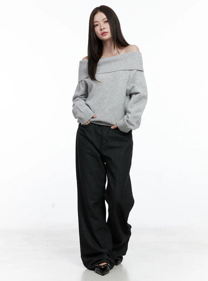 Off-Shoulder Knit Long Sleeve Top CO506