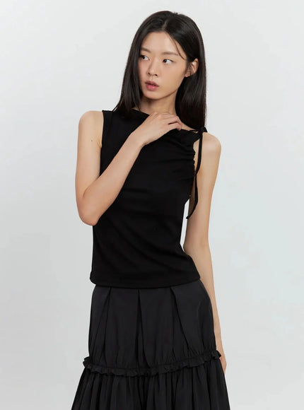 Asymmetric High Neck Tank Top IL528