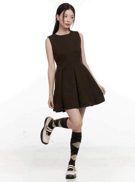 Classic Pleated Flare Mini Dress CN504