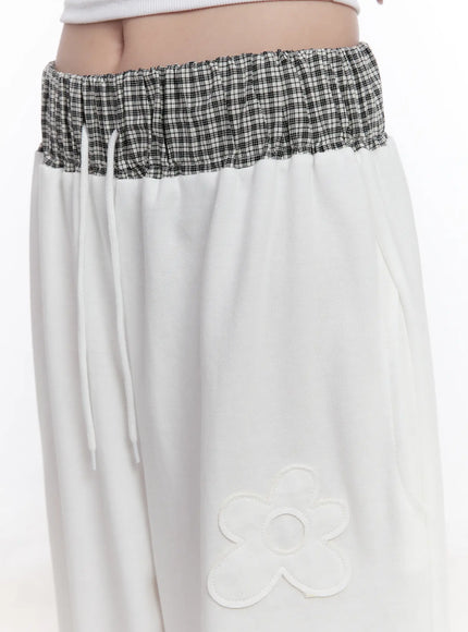 plaid-waist-wide-leg-sweatpants-cs530