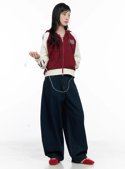 Two-Tone Zip-Up Crop Hoodie CS529