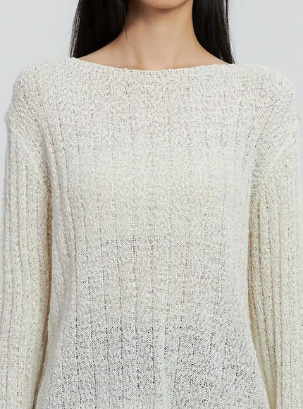 Cozy Boatneck Long Sleeve Sweater IS515
