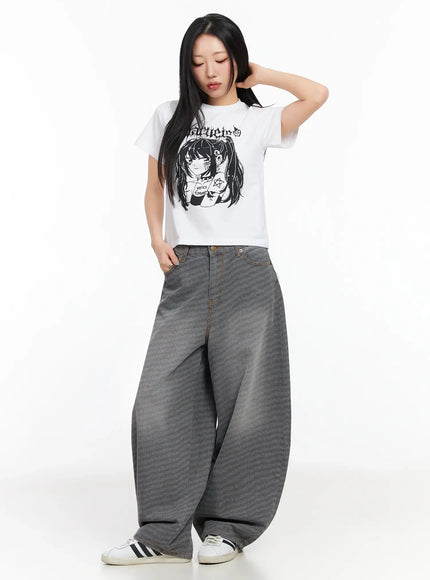 Novah Check Wide-Leg Jeans CA513