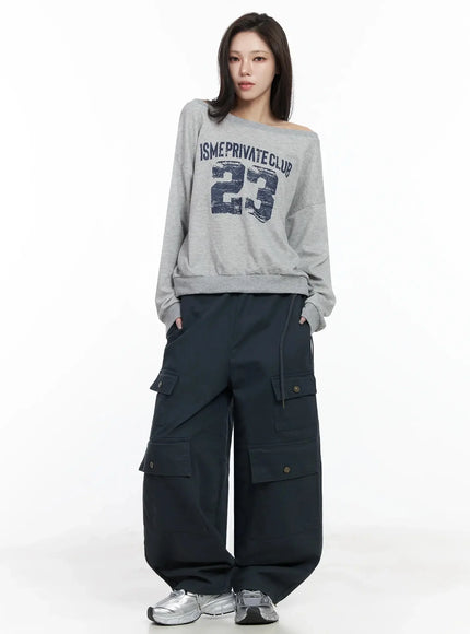 Wide Leg Cargo Pants IJ528